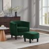 Velvet Accent Chair with Ottoman, Modern Barrel Chair Armchair for Living Room, Green - Green - Chenille