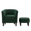 Velvet Accent Chair with Ottoman, Modern Barrel Chair Armchair for Living Room, Green - Green - Chenille