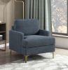 Modern Comfort Accent Chair 1pc Gray Chenille Upholstery Gold Finish Metal Legs Living Room Furniture Durable Plywood - as Pic