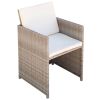 9 Piece Patio Dining Set with Cushions Poly Rattan Beige - Beige