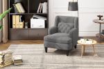 Upholstered Accent Chair Tufted Armchair for Living Room and Bedroom, Dark Grey - as Pic