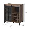 Rustic Oak and Black Wine Cabinet with Door - as Pic