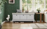 TREXM Classic Storage Bench with Cushioned Seat and Three Drawers for Entryway and Living Room (Light Gray) - as Pic