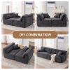 LY-029 GRAY COMPRESSION SOFA: 4-seater combined sofa, Wood Grain Chenille fabric, full sponge compression sofa