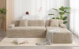 110" Cloud Sectional Sofa Upholstered Couch Free-combined Sofa for Living Room, Light Coffee - as Pic