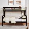 Twin over Full Bunk Bed with Thick Posts,Wooden Bunk Bed with High Guardrail and Ladder, Espresso - Espresso - Wood