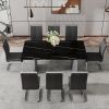 Modern minimalist dining table. The black imitation marble glass desktop is equipped with silver metal legs. 71 "* 39.3" * 29.5 "DT-69
