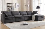 Modern U-shaped Sectional Sofa ,5-seat Sofa ,Sleeper Sofa Couch with Chaise Lounge, Dark Gray