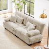 Cloud Couch 2 Seater Sofa for Living Room, Chenille 2 - Seat sofa with 2 Lumbar pillows and 2 throw pillows - Light coffee