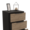 Egeo Five Drawer Dresser, Vertical Dresser - Light Oak / Black