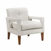 Modern Living Room Chair Beige Chenille Upholstery Pocket Coils Solid Wood Legs Furniture 1pc Armchair - as Pic