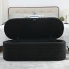 Welike Length 45.5 inchesStorage Ottoman Bench Upholstered Fabric Storage Bench End of Bed Stool, Black teddy