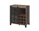 Rustic Oak and Black Wine Cabinet with Door - as Pic