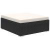 6 Piece Patio Lounge Set with Cushions Poly Rattan Black - Black