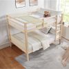 Full over Full Bunk Bed with Thick Posts,Wooden Bunk Bed with High Guardrail and Ladder- Natural - Wood