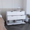Houma Four Drawer Dresser with Two Lower Cabinets, Drawer Chest - White