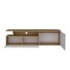 Virgil Tv Stand 60" TV Capacity,2 Doors, 4 Shelves - Natural Oak / White
