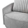 Modern Sleek Design Swivel Chair Cushion Seat Soft Gray Chenille Upholstered Plush Back Pillow Living Room Furniture 1pc - as Pic