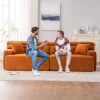 LY-029 ORANGE COMPRESSION SOFA: 4-seater combined sofa, Wood Grain Chenille fabric, full sponge compression sofa,combined sofa with 2 pillows