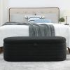 Welike Length 45.5 inchesStorage Ottoman Bench Upholstered Fabric Storage Bench End of Bed Stool, Black teddy