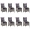 9 Piece Patio Dining Set Poly Rattan and Glass Gray - Gray