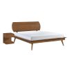 Country Casual Style Queen Platform Bed with Oval Headboard 1pc Wooden Bedroom Furniture - as Pic