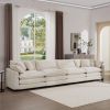 Modern Upholstered 4 Seater Fabric Sofa with Comfortable Back Cushions, Seat Cushions and Pillows, Light Beige Corduroy Sofa , - as Pic