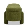 Hugo 49" Oval Fully Upholstered Storage Bench, Moss Green Boucle - as Pic
