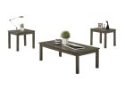 Dark Grey Color Elegant 3pc Coffee Table Set 1x Coffee Table and 2x End Tables Living Room Furniture - as Pic
