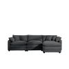 Corduroy 3-seater sofa with 1 footrest, L-shaped double sofa with ottoman for small living rooms, Grey corduroy sofa - as Pic