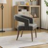 25.79" Wide Modern Barrel Open Back Accent Chair with Wooden Legs for Dining Room, Club, Kitchen and Living Room.Gray PU - as Pic