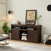 Farmhouse Barn door TV Media Stand Modern Entertainment Console for TV Up to 65" with Open and Closed Storage Space - Espresso - MDF