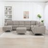 Convertible Sectional Corduroy Sofa with Storage Ottoman,Cupholders, USB Ports for Living Room Apartment,Gray - as Pic