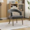 25.79" Wide Modern Barrel Open Back Accent Chair with Wooden Legs for Dining Room, Club, Kitchen and Living Room.Gray PU - as Pic