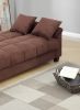 Contemporary Living Room Adjustable Sofa Chocolate Color Microfiber Plush Storage Couch 1pc Futon Sofa w Pillows - as Pic