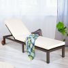 Outdoor Wicker Patio Chaise Lounge Recliner Chair with 5-Position Adjustment and Wheels - Beige