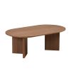 39.37 Inch Modern Coffee Table,MDF Oval Coffee Table for Living Room,Small Coffee Table with Sturdy Pedestal for Apartment,Bedroom - Walnut - MDF