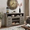 Retro TV Stand with Storage for TVs up to 65'' Mid Century Modern TV Stand & Entertainment Center with Shelf, 60"W*15.75"D*34.25"H - Light Gray - MDF