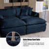 Oversized Deep Seat Sectional Sofa, Green Modern Chenille Cloud Couch, Large 3 Seater Modular Sofa with 3 Pillows,Blue - as Pic