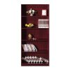 Five shelf wooden bookcase display cabinet with bottom front molding mahogany - as Pic