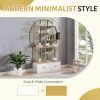 70.8 Inch Round Office Bookcase Bookshelf, Display Shelf, Two Drawers, Gold Frame - as Pic