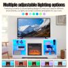 TV Stand Electric Fireplace TV Stand with Glass Shelves, TV up to 32-62" White 58''W*15.5''D*24.4 - White - MDF