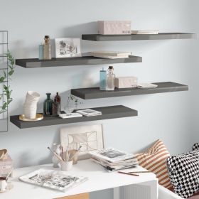 Floating Wall Shelves 4 pcs High Gloss Gray 35.4"x9.3"x1.5" MDF - Grey