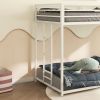 Same as B083P160613 Adam Sturdy Twin over Twin Bunk Bed Metal White for Kids and Adult, Low Profile and Easy Climbing with Stable Ladder - as Pic