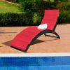 Foldable Patio Lounge Chair with Cushion for Backyard - Red