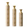 Metal decorative vases High distress metal center vases with growing vine patterns, set of 3 vases 34 ", 29 ", 25 "H, gold