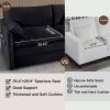 Black Oversized Chenille Loveseat Sofa, Oversized 2-Seater Small Cloud Couch, Modern Comfy Deep Seat Love Seat
