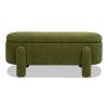 Hugo 49" Oval Fully Upholstered Storage Bench, Moss Green Boucle - as Pic