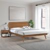 Country Casual Style Queen Platform Bed with Oval Headboard 1pc Wooden Bedroom Furniture - as Pic