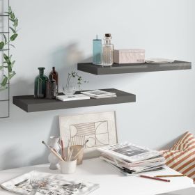 Floating Wall Shelves 2 pcs High Gloss Gray 23.6"x9.3"x1.5" MDF - Grey
